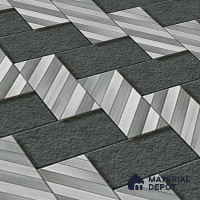 Stone Floor Tile TL 05300 O Strada Herringbone Haze Black 20 inch x 20 inch Vitrified Matte Finish - 12 mm | Suitable for Parking, Balcony, Courtyard, Patio, Terrace | Pattern Alignment May Vary | 2-3 mm Spacer is Mandatory