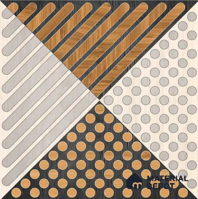 Geometric Floor Tile TL 05301 Strada Morse Triago 16 inch x 16 inch Vitrified Punch Matte Finish - 12 mm | Suitable for Parking, Balcony, Courtyard, Patio, Terrace | Pattern Alignment May Vary | 2-3 mm Spacer is Mandatory