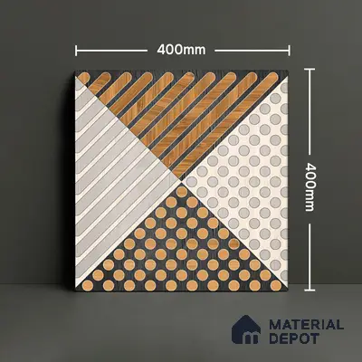 Geometric Floor Tile TL 05301 Strada Morse Triago 16 inch x 16 inch Vitrified Punch Matte Finish - 12 mm | Suitable for Parking, Balcony, Courtyard, Patio, Terrace | Pattern Alignment May Vary | 2-3 mm Spacer is Mandatory