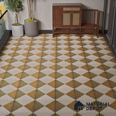 Geometric Floor Tile TL 05301 Strada Morse Triago 16 inch x 16 inch Vitrified Punch Matte Finish - 12 mm | Suitable for Parking, Balcony, Courtyard, Patio, Terrace | Pattern Alignment May Vary | 2-3 mm Spacer is Mandatory