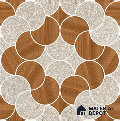 Patterned Floor Tile TL 05302 Strada Ring Rosato 16 inch x 16 inch Vitrified Punch Matte Finish - 12 mm | Suitable for Parking, Balcony, Courtyard, Patio, Terrace | Pattern Alignment May Vary | 2-3 mm Spacer is Mandatory