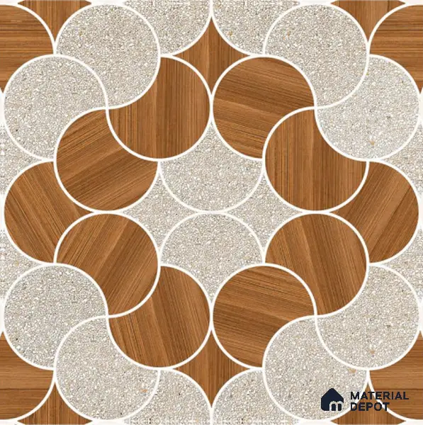 Patterned Floor Tile TL 05302 Strada Ring Rosato 16 inch x 16 inch Vitrified Punch Matte Finish - 12 mm | Suitable for Parking, Balcony, Courtyard, Patio, Terrace | Pattern Alignment May Vary | 2-3 mm Spacer is Mandatory