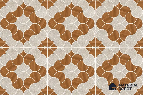 Patterned Floor Tile TL 05302 Strada Ring Rosato 16 inch x 16 inch Vitrified Punch Matte Finish - 12 mm | Suitable for Parking, Balcony, Courtyard, Patio, Terrace | Pattern Alignment May Vary | 2-3 mm Spacer is Mandatory
