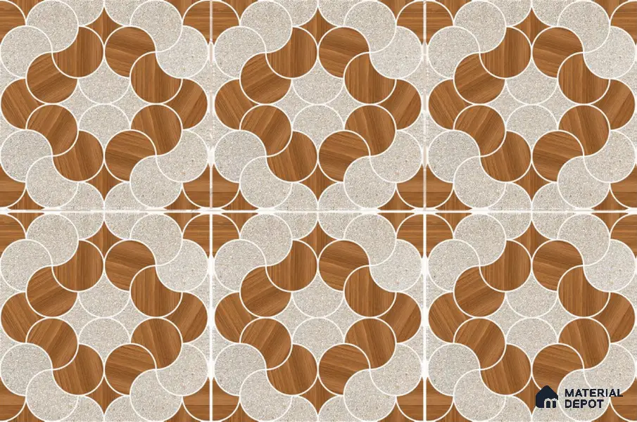 Patterned Floor Tile TL 05302 Strada Ring Rosato 16 inch x 16 inch Vitrified Punch Matte Finish - 12 mm | Suitable for Parking, Balcony, Courtyard, Patio, Terrace | Pattern Alignment May Vary | 2-3 mm Spacer is Mandatory
