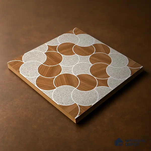 Patterned Floor Tile TL 05302 Strada Ring Rosato 16 inch x 16 inch Vitrified Punch Matte Finish - 12 mm | Suitable for Parking, Balcony, Courtyard, Patio, Terrace | Pattern Alignment May Vary | 2-3 mm Spacer is Mandatory