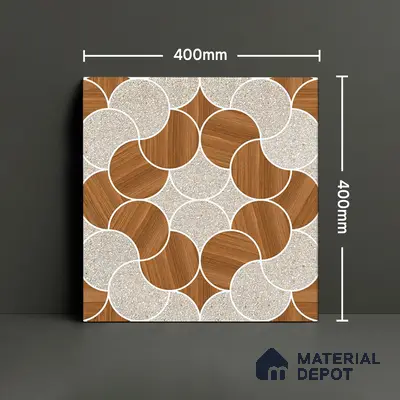 Patterned Floor Tile TL 05302 Strada Ring Rosato 16 inch x 16 inch Vitrified Punch Matte Finish - 12 mm | Suitable for Parking, Balcony, Courtyard, Patio, Terrace | Pattern Alignment May Vary | 2-3 mm Spacer is Mandatory