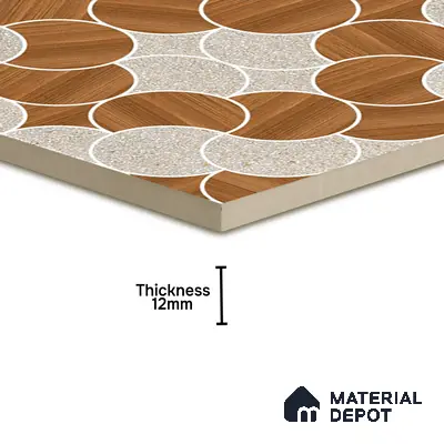 Patterned Floor Tile TL 05302 Strada Ring Rosato 16 inch x 16 inch Vitrified Punch Matte Finish - 12 mm | Suitable for Parking, Balcony, Courtyard, Patio, Terrace | Pattern Alignment May Vary | 2-3 mm Spacer is Mandatory