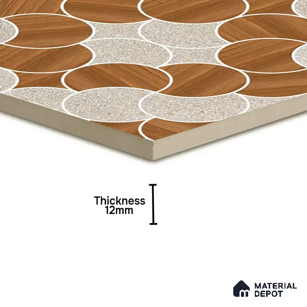 Patterned Floor Tile TL 05302 Strada Ring Rosato 16 inch x 16 inch Vitrified Punch Matte Finish - 12 mm | Suitable for Parking, Balcony, Courtyard, Patio, Terrace | Pattern Alignment May Vary | 2-3 mm Spacer is Mandatory