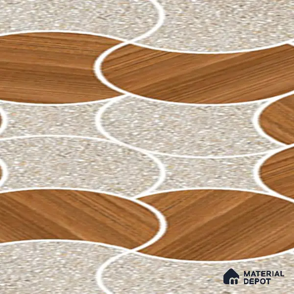 Patterned Floor Tile TL 05302 Strada Ring Rosato 16 inch x 16 inch Vitrified Punch Matte Finish - 12 mm | Suitable for Parking, Balcony, Courtyard, Patio, Terrace | Pattern Alignment May Vary | 2-3 mm Spacer is Mandatory