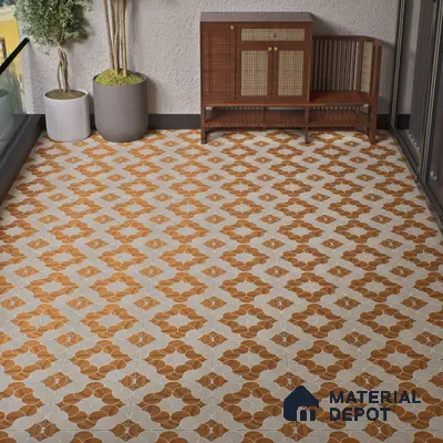 Patterned Floor Tile TL 05302 Strada Ring Rosato 16 inch x 16 inch Vitrified Punch Matte Finish - 12 mm | Suitable for Parking, Balcony, Courtyard, Patio, Terrace | Pattern Alignment May Vary | 2-3 mm Spacer is Mandatory