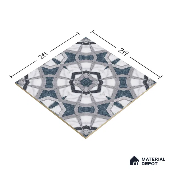 Moroccan Look Floor & Wall Tile TL 07500 Izar 2 ft x 2 ft Glitter Glossy Finish Vitrified Tile - 9 mm  | Suitable For Living Room, Dining, Bathroom & Kitchen | Please Expect a Slight Variation of Pattern (Sample)