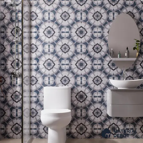 Moroccan Look Floor & Wall Tile TL 07500 Izar 2 ft x 2 ft Sinker Finish Vitrified Tile - 9 mm  | Suitable For Living Room, Dining, Bathroom & Kitchen | Please Expect a Slight Variation of Pattern