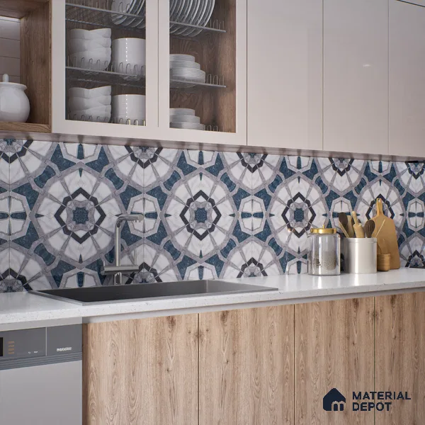 Moroccan Look Floor & Wall Tile TL 07500 Izar 2 ft x 2 ft Glitter Glossy Finish Vitrified Tile - 9 mm  | Suitable For Living Room, Dining, Bathroom & Kitchen | Please Expect a Slight Variation of Pattern (Sample)