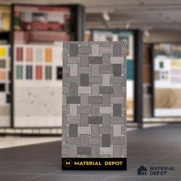 Geometric Floor & Wall Tile TL 06144 B Grafton Smoke 4 ft x 2 ft Vitrified Glue Matte Finish - 9 mm | Suitable For Living Room, Bedroom, Kitchen (Sample)
