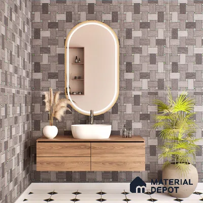Geometric Floor & Wall Tile TL 06144 B Grafton Smoke 4 ft x 2 ft Vitrified Glue Matte Finish - 9 mm | Suitable For Living Room, Bedroom, Kitchen (Sample)