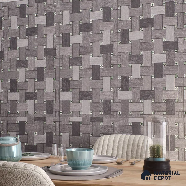 Geometric Floor & Wall Tile TL 06144 B Grafton Smoke 4 ft x 2 ft Vitrified Glue Matte Finish - 9 mm | Suitable For Living Room, Bedroom, Kitchen (Sample)