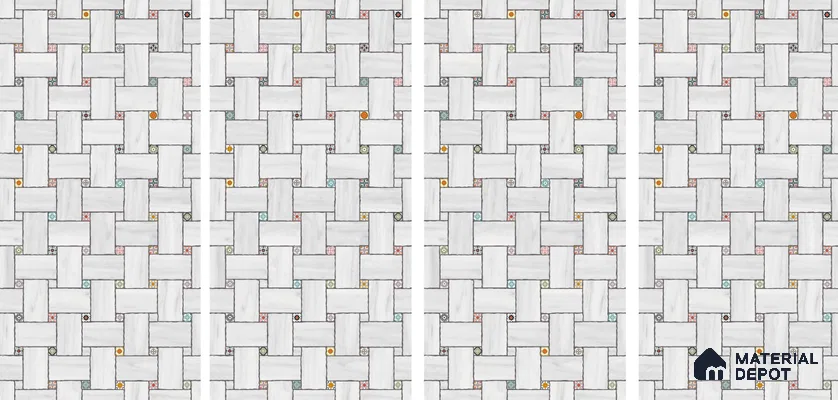 Patterned Floor & Wall Tile TL 06144 Grafton Bianco 4 ft x 2 ft Vitrified Glue Matte Finish - 9 mm | Suitable For Living Room, Bedroom, Kitchen