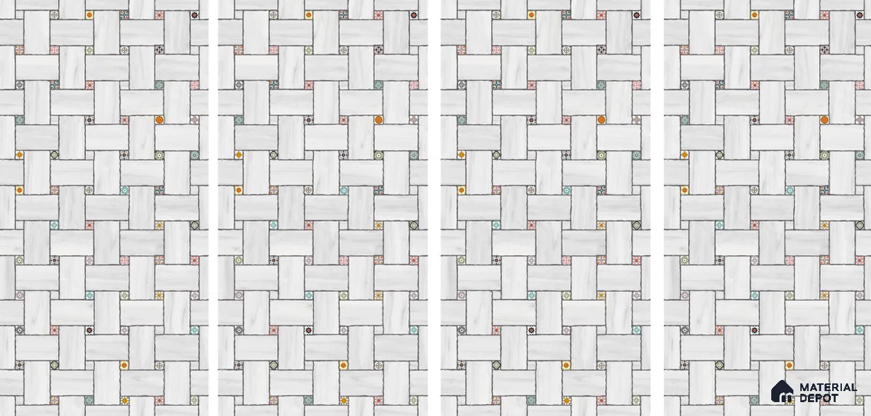 Patterned Floor & Wall Tile TL 06144 Grafton Bianco 4 ft x 2 ft Vitrified Glue Matte Finish - 9 mm | Suitable For Living Room, Bedroom, Kitchen