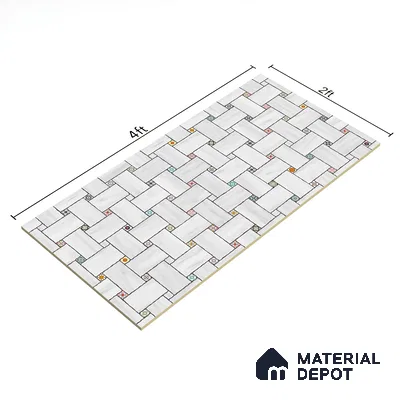 Patterned Floor & Wall Tile TL 06144 Grafton Bianco 4 ft x 2 ft Vitrified Glue Matte Finish - 9 mm | Suitable For Living Room, Bedroom, Kitchen