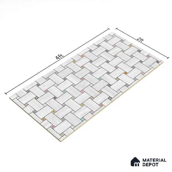 Patterned Floor & Wall Tile TL 06144 Grafton Bianco 4 ft x 2 ft Vitrified Glue Matte Finish - 9 mm | Suitable For Living Room, Bedroom, Kitchen