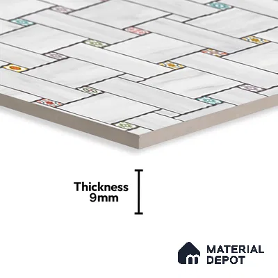 Patterned Floor & Wall Tile TL 06144 Grafton Bianco 4 ft x 2 ft Vitrified Glue Matte Finish - 9 mm | Suitable For Living Room, Bedroom, Kitchen