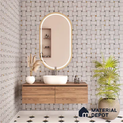 Patterned Floor & Wall Tile TL 06144 Grafton Bianco 4 ft x 2 ft Vitrified Glue Matte Finish - 9 mm | Suitable For Living Room, Bedroom, Kitchen