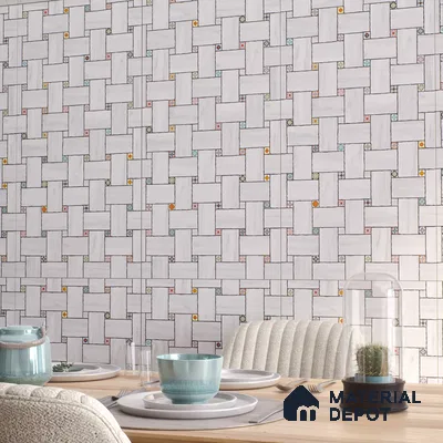 Patterned Floor & Wall Tile TL 06144 Grafton Bianco 4 ft x 2 ft Vitrified Glue Matte Finish - 9 mm | Suitable For Living Room, Bedroom, Kitchen