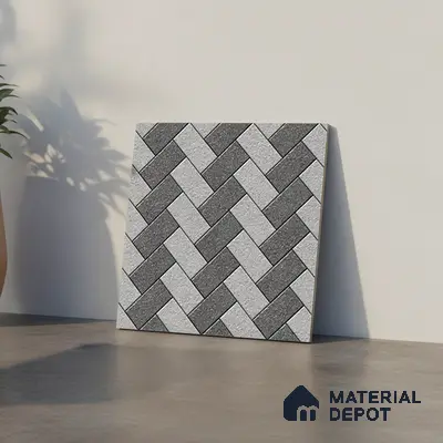 TL 04257 | Geometric Platinum 400x400 mm Matte Finish Vitrified Parking Floor Tile - 12 mm | Pattern Alignment May Vary | 2-3 mm Spacer is Mandatory