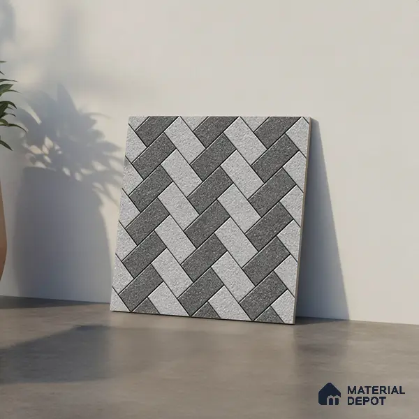 TL 04257 | Geometric Platinum 400x400 mm Matte Finish Vitrified Parking Floor Tile - 12 mm | Pattern Alignment May Vary | 2-3 mm Spacer is Mandatory