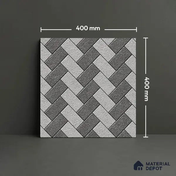 TL 04257 | Geometric Platinum 400x400 mm Matte Finish Vitrified Parking Floor Tile - 12 mm | Pattern Alignment May Vary | 2-3 mm Spacer is Mandatory