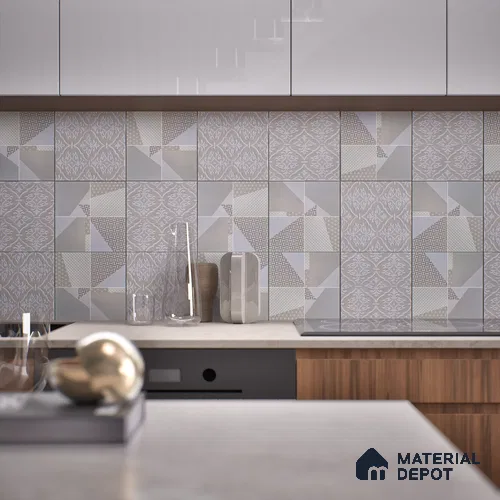 Patterned Wall & Floor Tile TL 05904 Origami Mini 148 mm x 148 mm Vitrified - 9 mm | Handcrafted | Suitable For Dry & Wet Area, Living Room, Bedroom, Kitchen | Random Design, No Fixed Pattern
