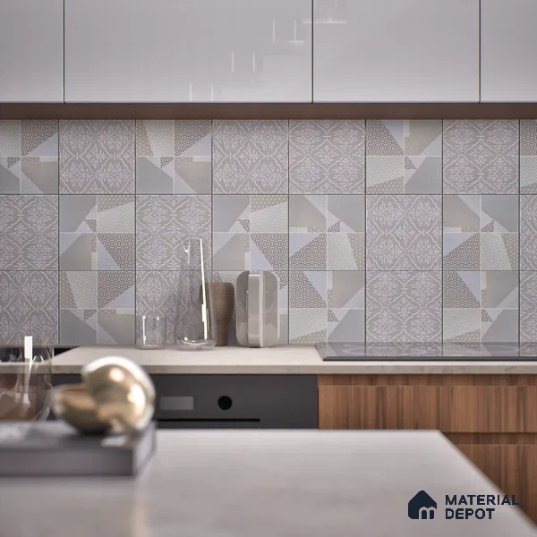 Patterned Wall & Floor Tile TL 05904 Origami Mini 148 mm x 148 mm Vitrified - 9 mm | Handcrafted | Suitable For Dry & Wet Area, Living Room, Bedroom, Kitchen | Random Design, No Fixed Pattern