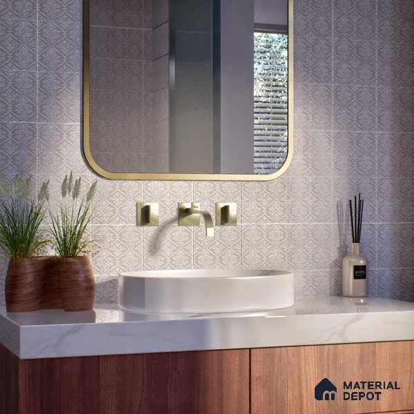 Patterned Wall & Floor Tile TL 05904 Origami Mini 148 mm x 148 mm Vitrified - 9 mm | Handcrafted | Suitable For Dry & Wet Area, Living Room, Bedroom, Kitchen | Random Design, No Fixed Pattern