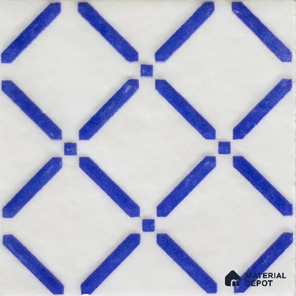 Subway Wall & Floor Handmade Tile TL 05860 C Criss Cross Azure Harmony 98 mm x 98 mm Vitrified - 9 mm | 6 Random Patterns | Suitable For Living Room, Bedroom, Kitchen