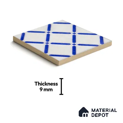 Subway Wall & Floor Handmade Tile TL 05860 C Criss Cross Azure Harmony 98 mm x 98 mm Vitrified - 9 mm | 6 Random Patterns | Suitable For Living Room, Bedroom, Kitchen