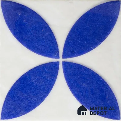 Subway Wall & Floor Handmade Tile TL 05860 D Abstract Petal Azure Harmony 98 mm x 98 mm Vitrified - 9 mm | 6 Random Patterns | Suitable For Kitchen, Accent/Feature Wall, Bathroom