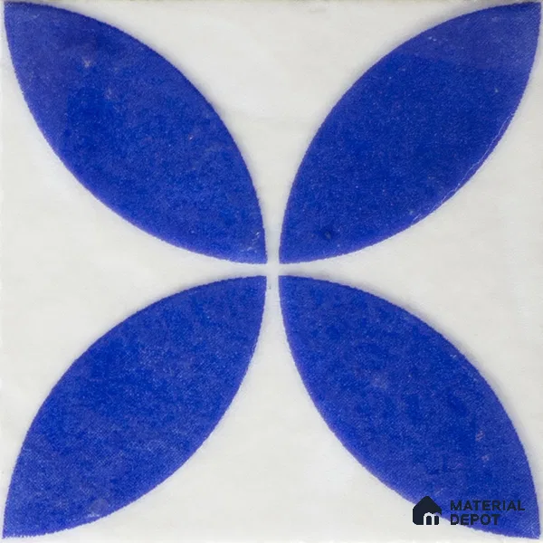 Subway Wall & Floor Handmade Tile TL 05860 D Abstract Petal Azure Harmony 98 mm x 98 mm Vitrified - 9 mm | 6 Random Patterns | Suitable For Kitchen, Accent/Feature Wall, Bathroom