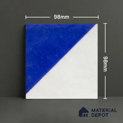 Subway Wall & Floor Handmade Tile TL 05860 E Bold Slash Azure Harmony 98 mm x 98 mm Vitrified - 9 mm | 6 Random Patterns | Suitable For Kitchen, Accent/Feature Wall, Bathroom