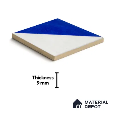 Subway Wall & Floor Handmade Tile TL 05860 E Bold Slash Azure Harmony 98 mm x 98 mm Vitrified - 9 mm | 6 Random Patterns | Suitable For Kitchen, Accent/Feature Wall, Bathroom