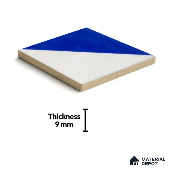 Subway Wall & Floor Handmade Tile TL 05860 E Bold Slash Azure Harmony 98 mm x 98 mm Vitrified - 9 mm | 6 Random Patterns | Suitable For Kitchen, Accent/Feature Wall, Bathroom
