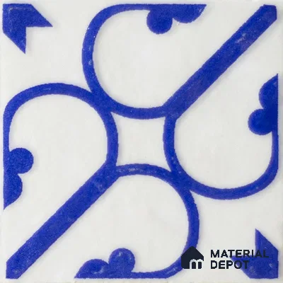 Subway Wall & Floor Handmade Tile TL 05860 F Corner Curl Azure Harmony 98 mm x 98 mm Vitrified - 9 mm | 6 Random Patterns | Suitable For Living Room, Bedroom, Kitchen