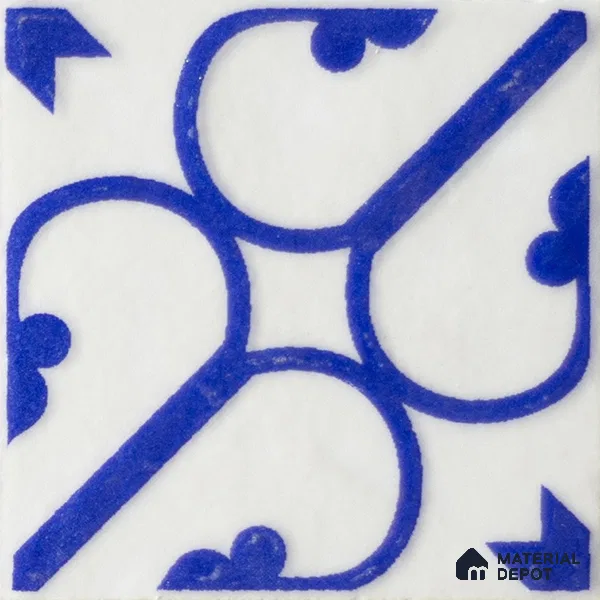 Subway Wall & Floor Handmade Tile TL 05860 F Corner Curl Azure Harmony 98 mm x 98 mm Vitrified - 9 mm | 6 Random Patterns | Suitable For Living Room, Bedroom, Kitchen