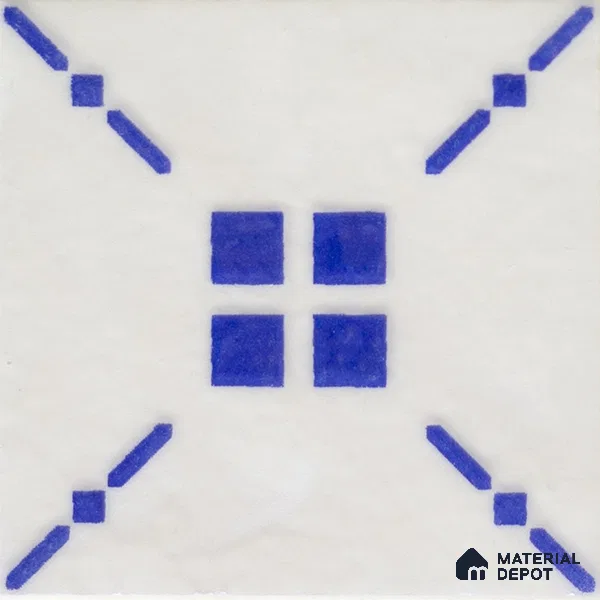 Subway Wall & Floor Handmade Tile TL 05860 Diagonal Cross Azure Harmony 98 mm x 98 mm Vitrified - 9 mm | 6 Random Patterns | Suitable For Kitchen, Accent/Feature Wall, Bathroom