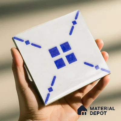 Subway Wall & Floor Handmade Tile TL 05860 Diagonal Cross Azure Harmony 98 mm x 98 mm Vitrified - 9 mm | 6 Random Patterns | Suitable For Kitchen, Accent/Feature Wall, Bathroom
