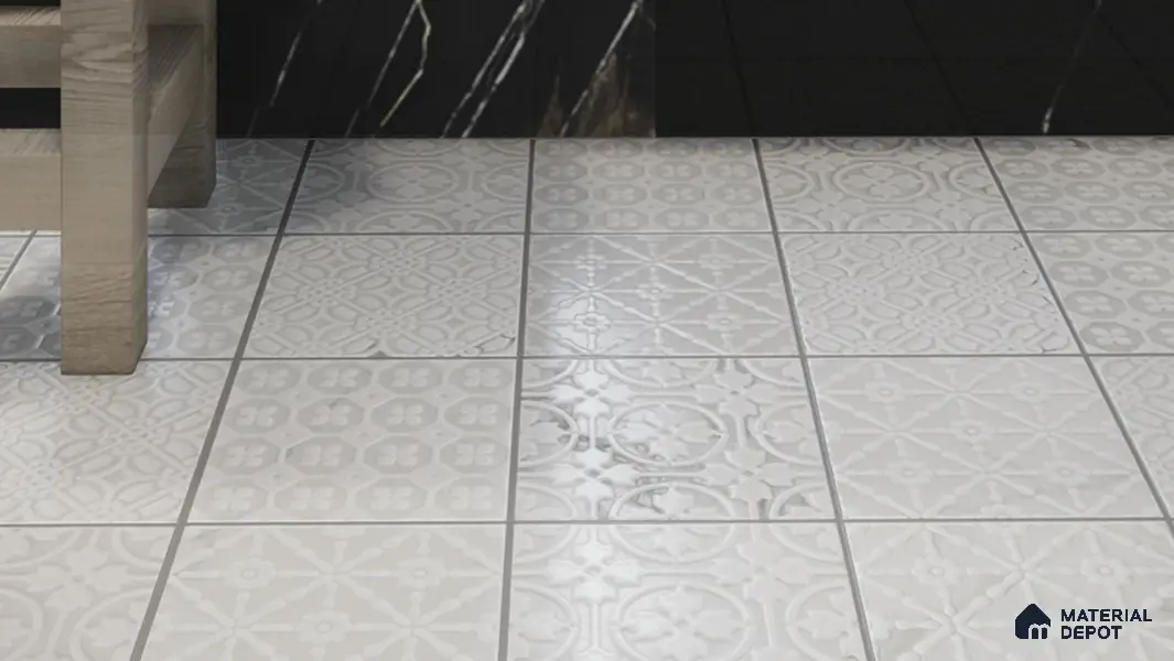 Subway Wall & Floor Handmade Tile TL 05861 B Curved Grid Frost Bloom 148 mm x 148 mm Vitrified - 9 mm | 4 Random Patterns | Suitable For Living Room, Bedroom, Kitchen