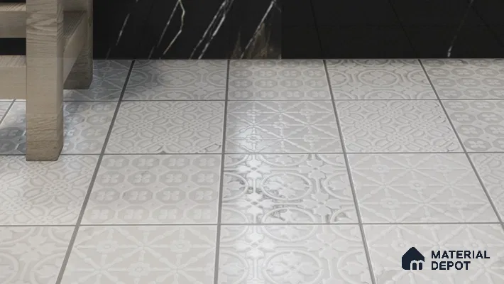 Subway Wall & Floor Handmade Tile TL 05861 D Floral Rings Frost Bloom 148 mm x 148 mm Vitrified - 9 mm | 4 Random Patterns | Suitable For Kitchen, Accent/Feature Wall, Bathroom