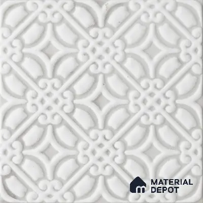 Subway Wall & Floor Handmade Tile TL 05861 B Curved Grid Frost Bloom 148 mm x 148 mm Vitrified - 9 mm | 4 Random Patterns | Suitable For Living Room, Bedroom, Kitchen