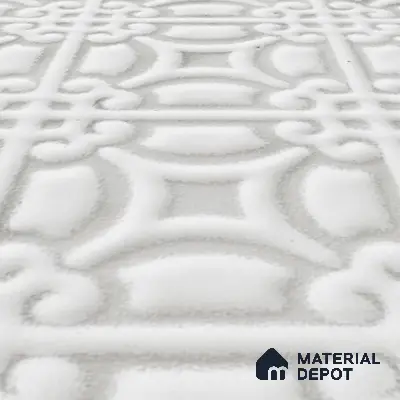 Subway Wall & Floor Handmade Tile TL 05861 B Curved Grid Frost Bloom 148 mm x 148 mm Vitrified - 9 mm | 4 Random Patterns | Suitable For Living Room, Bedroom, Kitchen