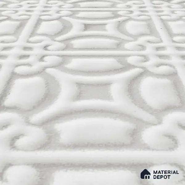 Subway Wall & Floor Handmade Tile TL 05861 B Curved Grid Frost Bloom 148 mm x 148 mm Vitrified - 9 mm | 4 Random Patterns | Suitable For Living Room, Bedroom, Kitchen