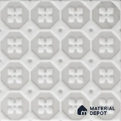 Subway Wall & Floor Handmade Tile TL 05861 C Floral Octagon Frost Bloom 148 mm x 148 mm Vitrified - 9 mm | 4 Random Patterns | Suitable For Kitchen, Accent/Feature Wall, Bathroom